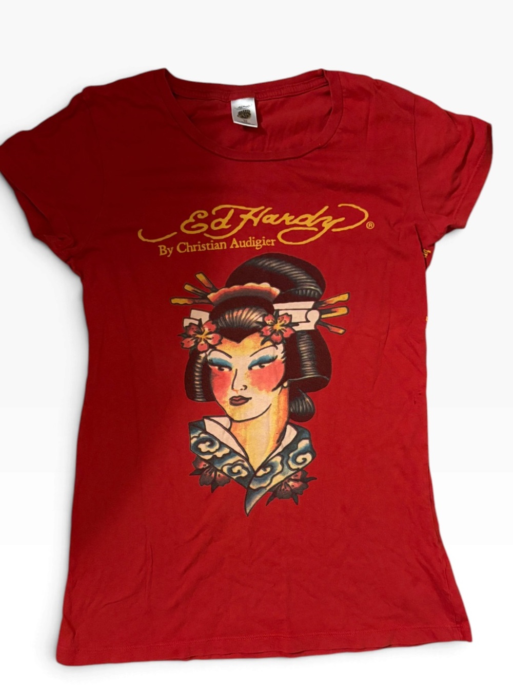 Real Y2K! Ed Hardy Red Geisha Graphic Tee - Women's M